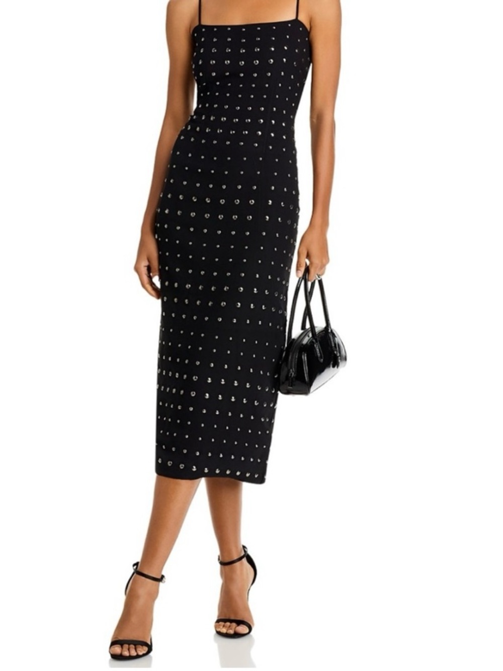 Aqua Black Studded Midi Slip Dress